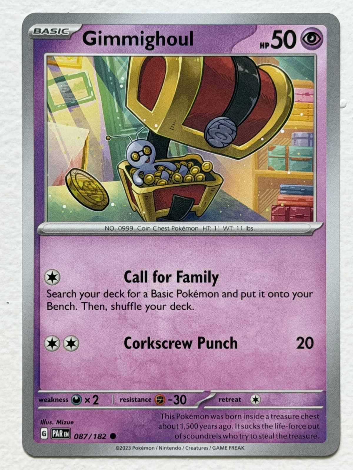 Gimmighoul 87/182 Paradox Rift Common Near Mint Pokemon