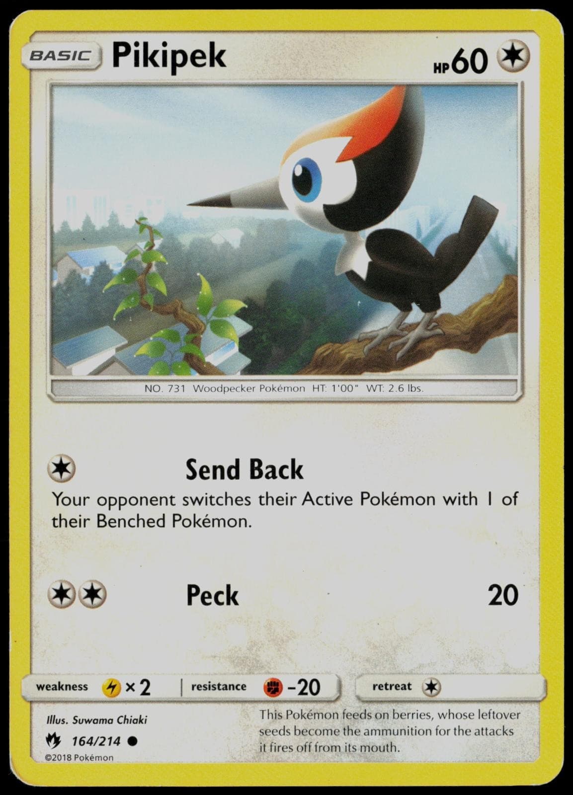 Pikipek 164/214 Common Lost Thunder Pokemon Card HP