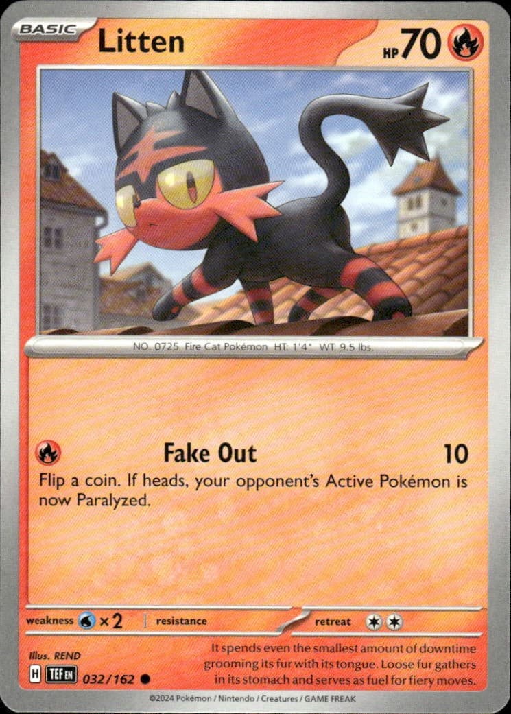 Litten Temporal Forces 032/162 Common Pokémon — English NM