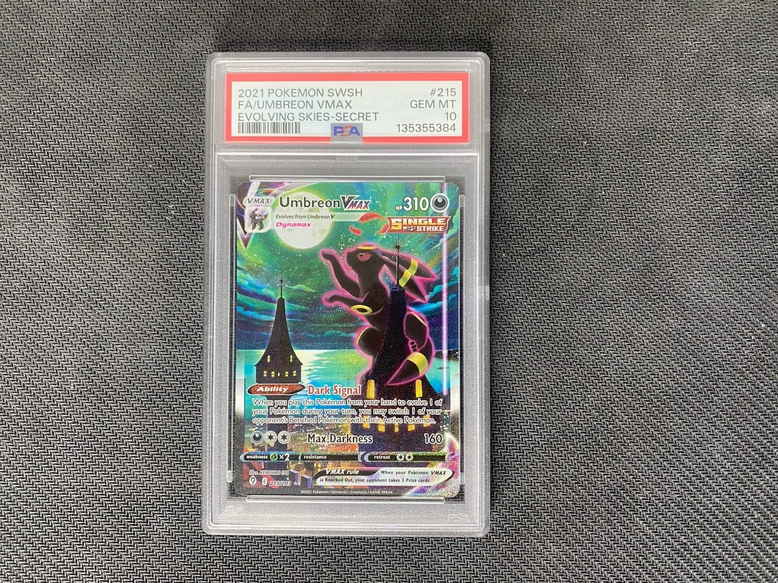 Pokemon 2021 Umbreon VMAX 215/203 Alt Art Evolving Skies GEM MINT PSA 10