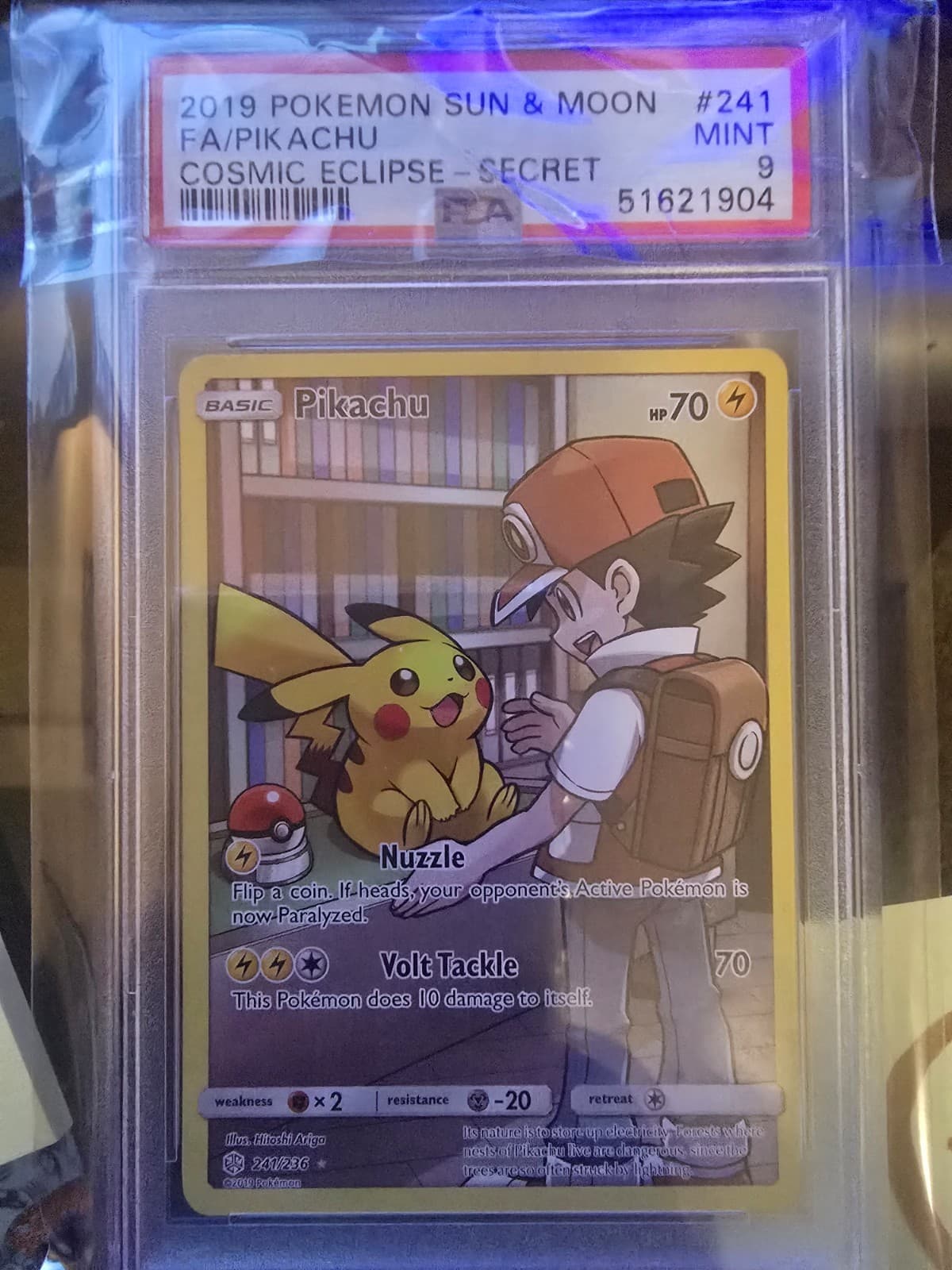 2019 Pokemon Sun & Moon Cosmic Eclipse Pikachu Secret Rare #241/236 PSA 9