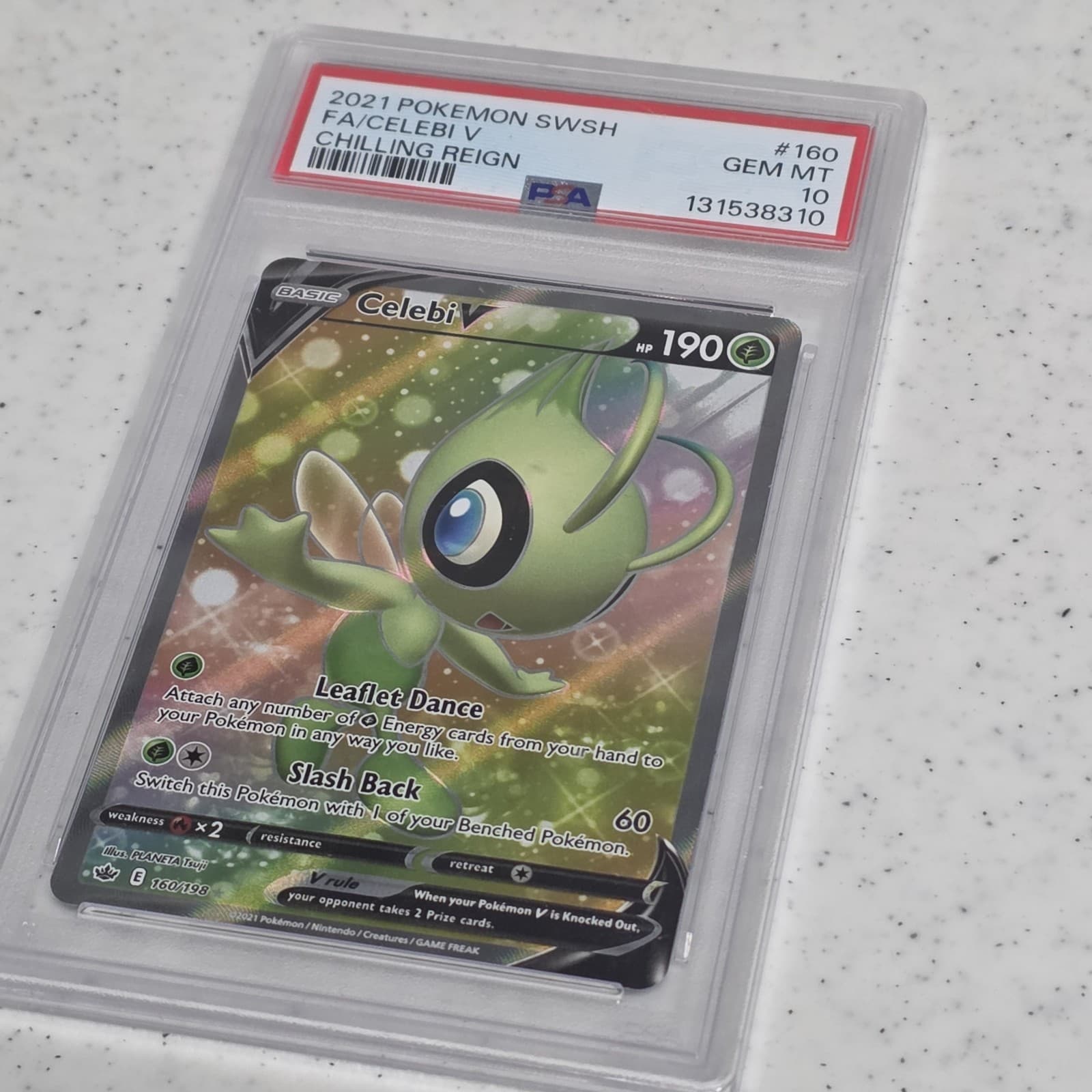 POKEMON CELEBI V 160/198 SWSH CHILLING REIGN 2021 FULL ART PSA 10