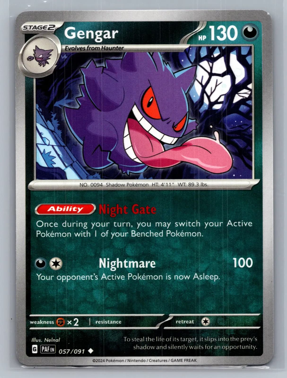 Gengar #57/91 2024 Paldean Fates Pokemon TCG