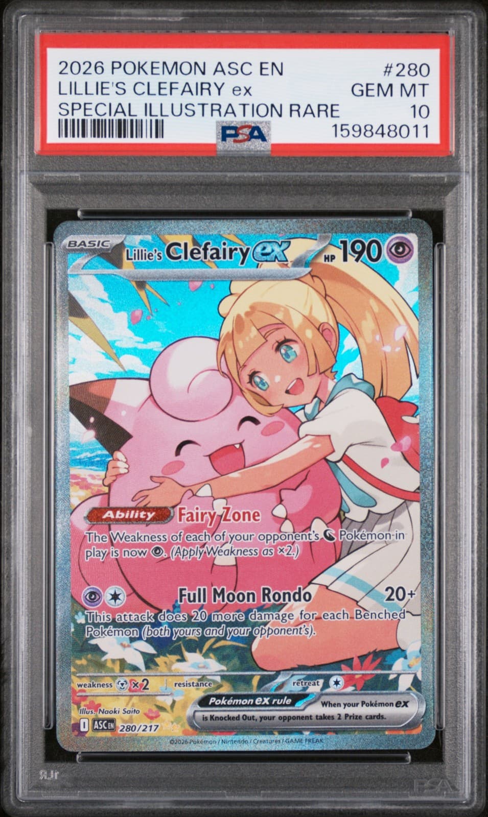 2026 POKEMON ASC EN-ASCENDED HEROES #280 LILLIE'S CLEFAIRY EX PSA 10