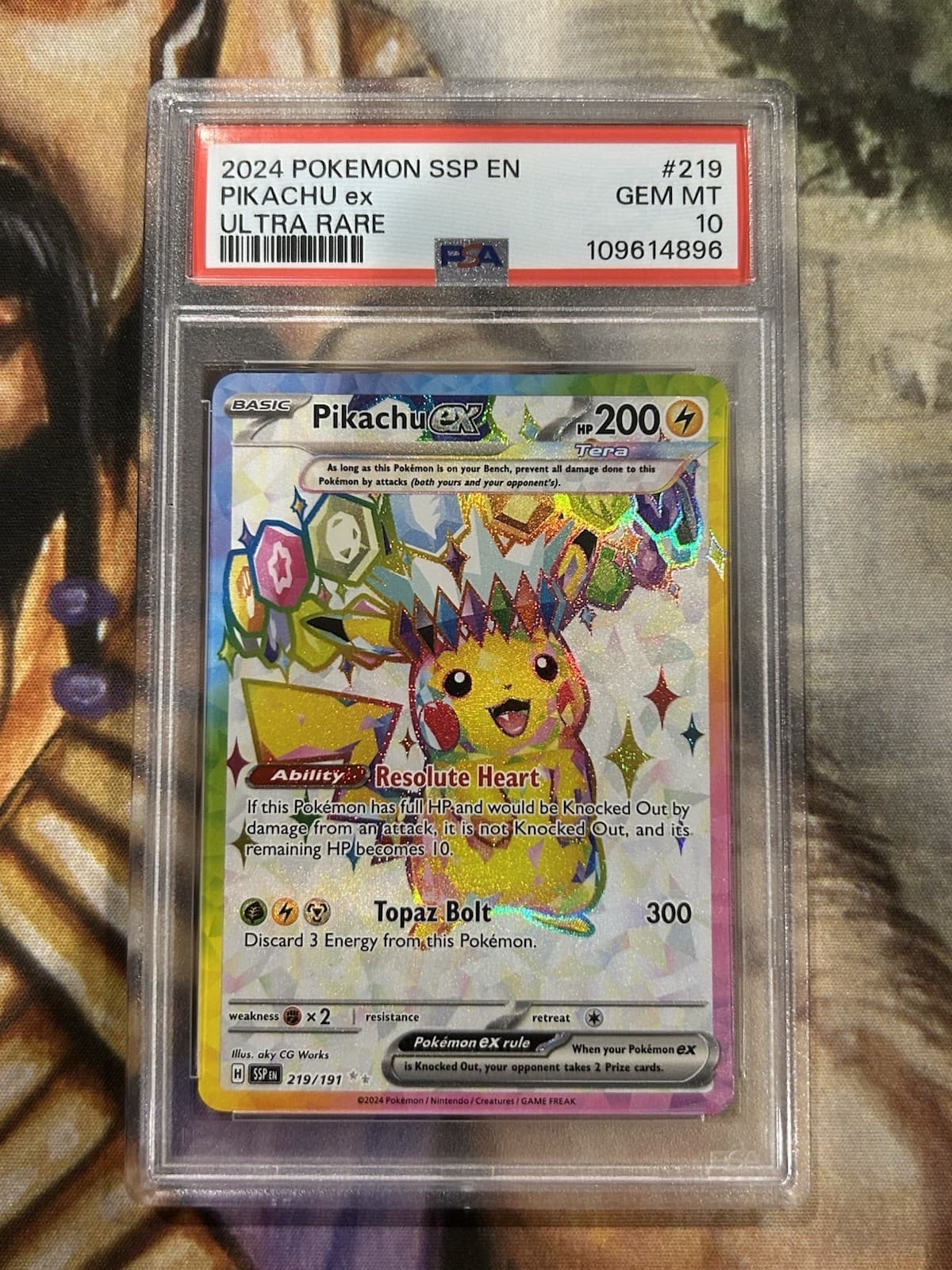 Pikachu ex 219/191 Pokemon Surging Sparks Ultra Rare Full Art Holo - PSA 10 🔥