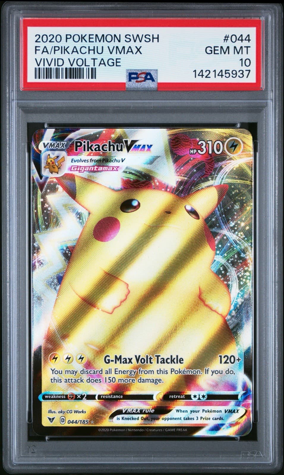 2020 Pokemon SWSH Pikachu VMAX Vivid Voltage #044 PSA 10
