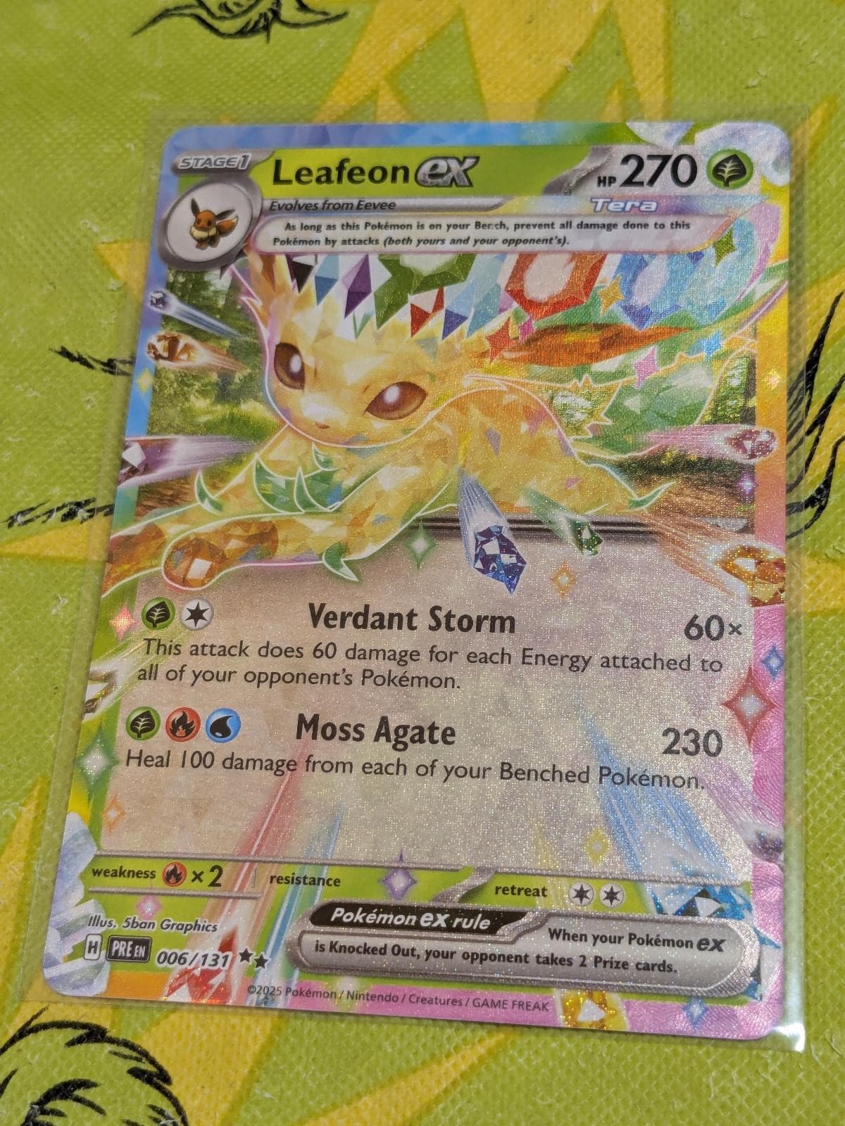 Leafeon ex 006/131 Holo Double Rare Prismatic Evolutions Pokemon Near Mint