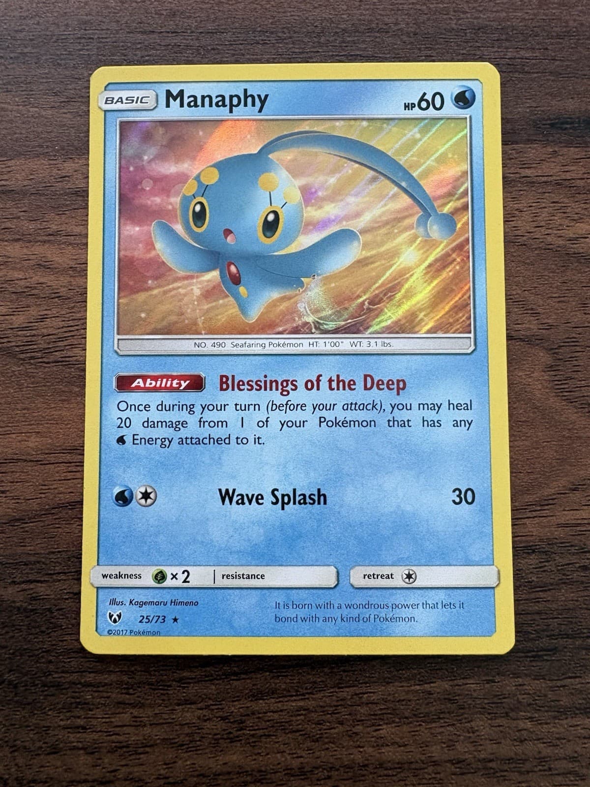 Manaphy 25/73 Holo Rare Shining Legends Pokemon NM