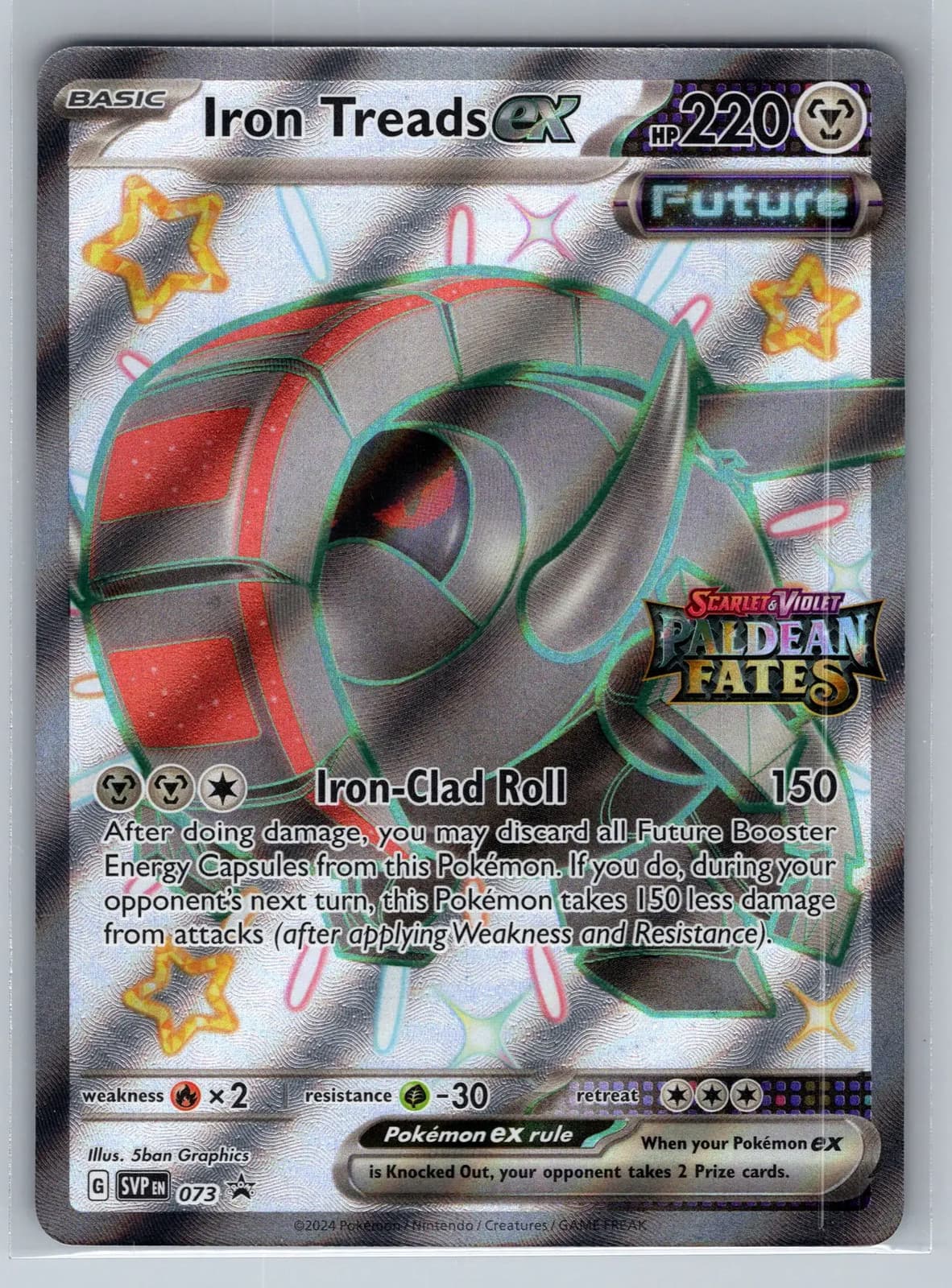 Iron Treads EX #SVP EN 073 2024 Paldean Fates Pokemon TCG