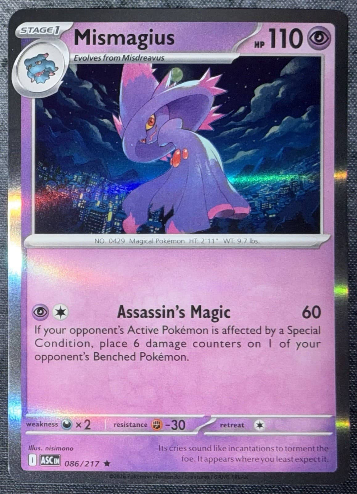 Mismagius 86/217 Holo Rare ME: Ascended Heroes NM Free Ship