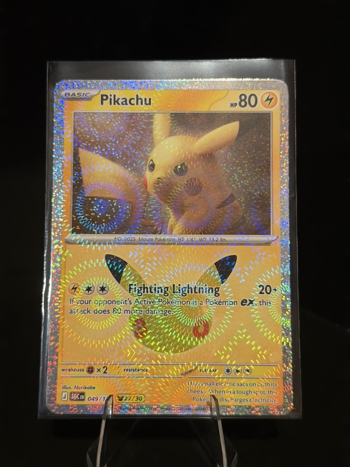 Pokemon 30th Anniversary Pikachu 49/128 Pikachu Number 27/30 holo TCG