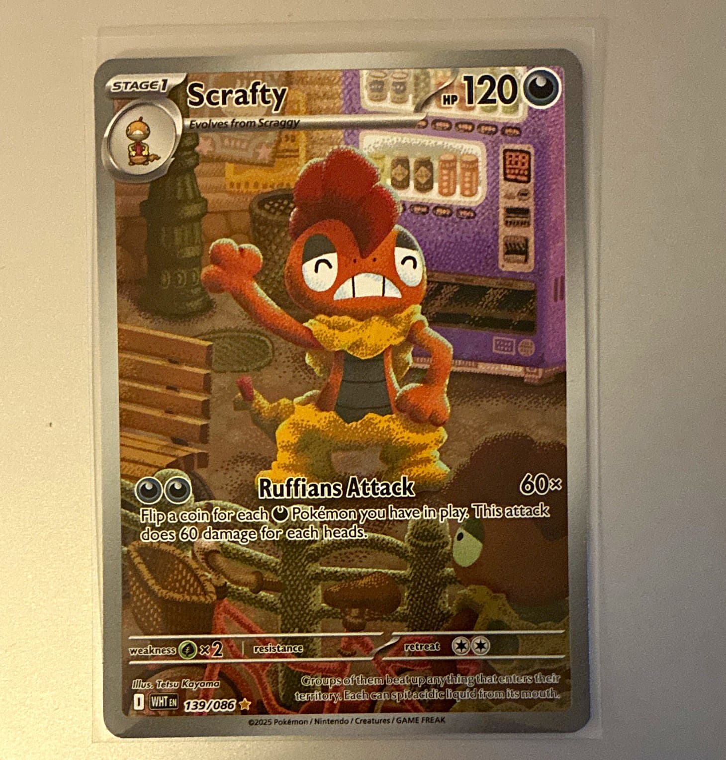 Pokemon TCG Scrafty 139/086 SV: White Flare Illustration Rare Holo ENG 120HP NM