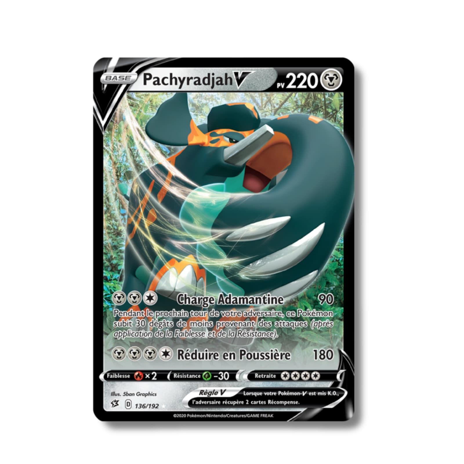 Carte Pokémon Française - Pachyradjah V 136/192 - Clash des Rebelles