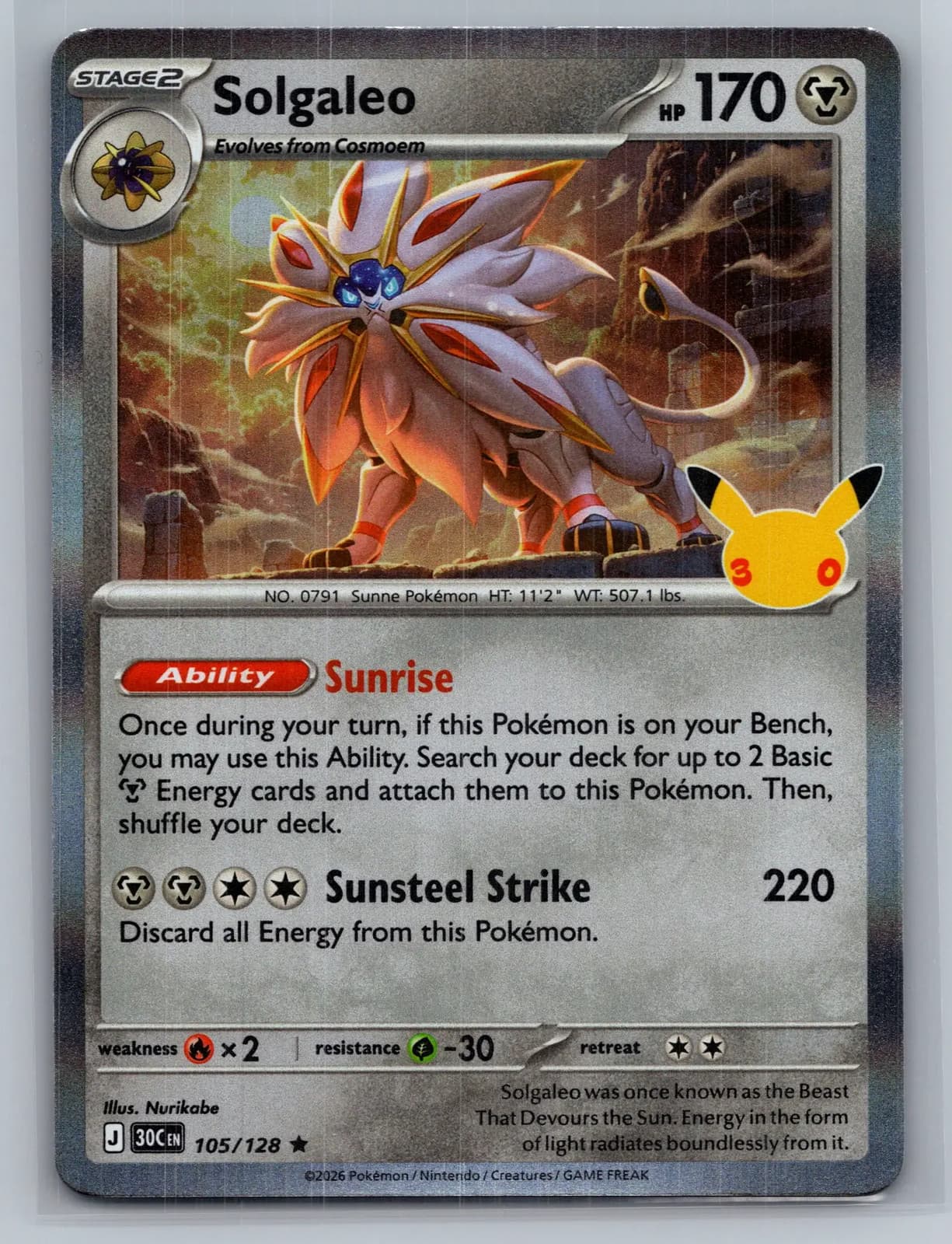 Solgaleo #105/128 2026 30th Celebration Pokemon TCG