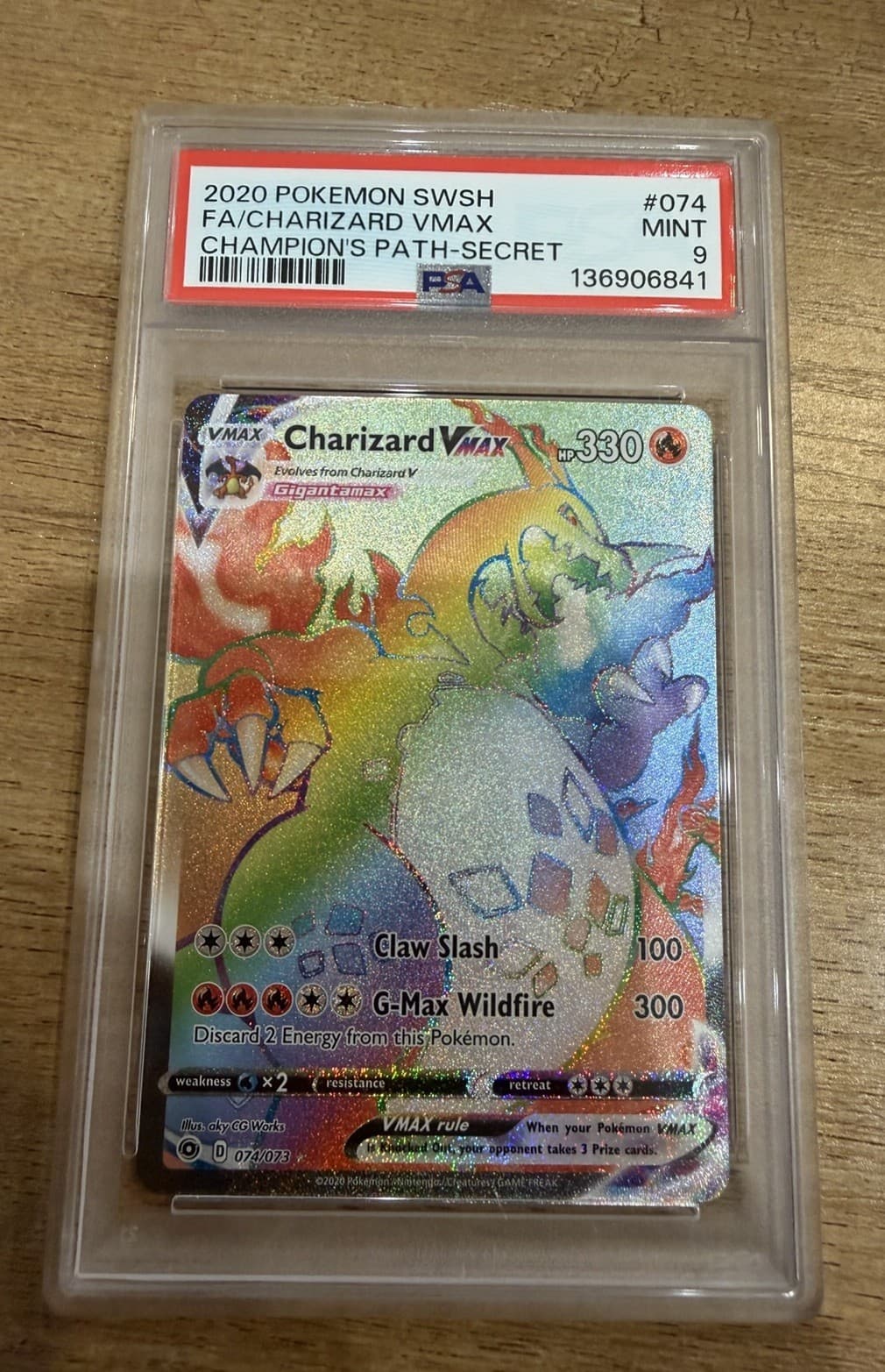 Charizard VMAX PSA 9 Champion's Path Rainbow Rare Full Art 074/073 Pokemon Card