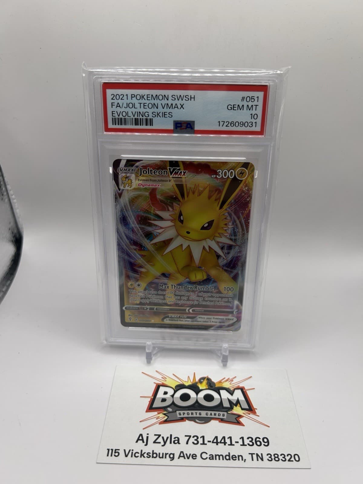 PSA 10 Jolteon Vmax 051/203 Evolving Skies 2021 Pokemon