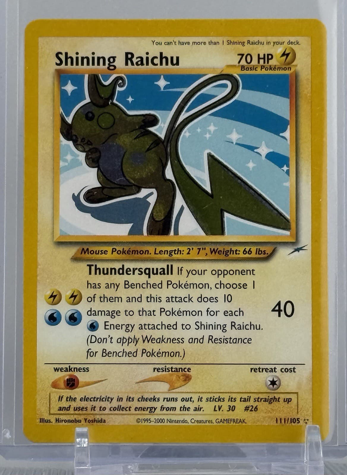 Pokémon TCG Shining Raichu Neo Destiny Holo Card 111/105 Secret Rare - LP