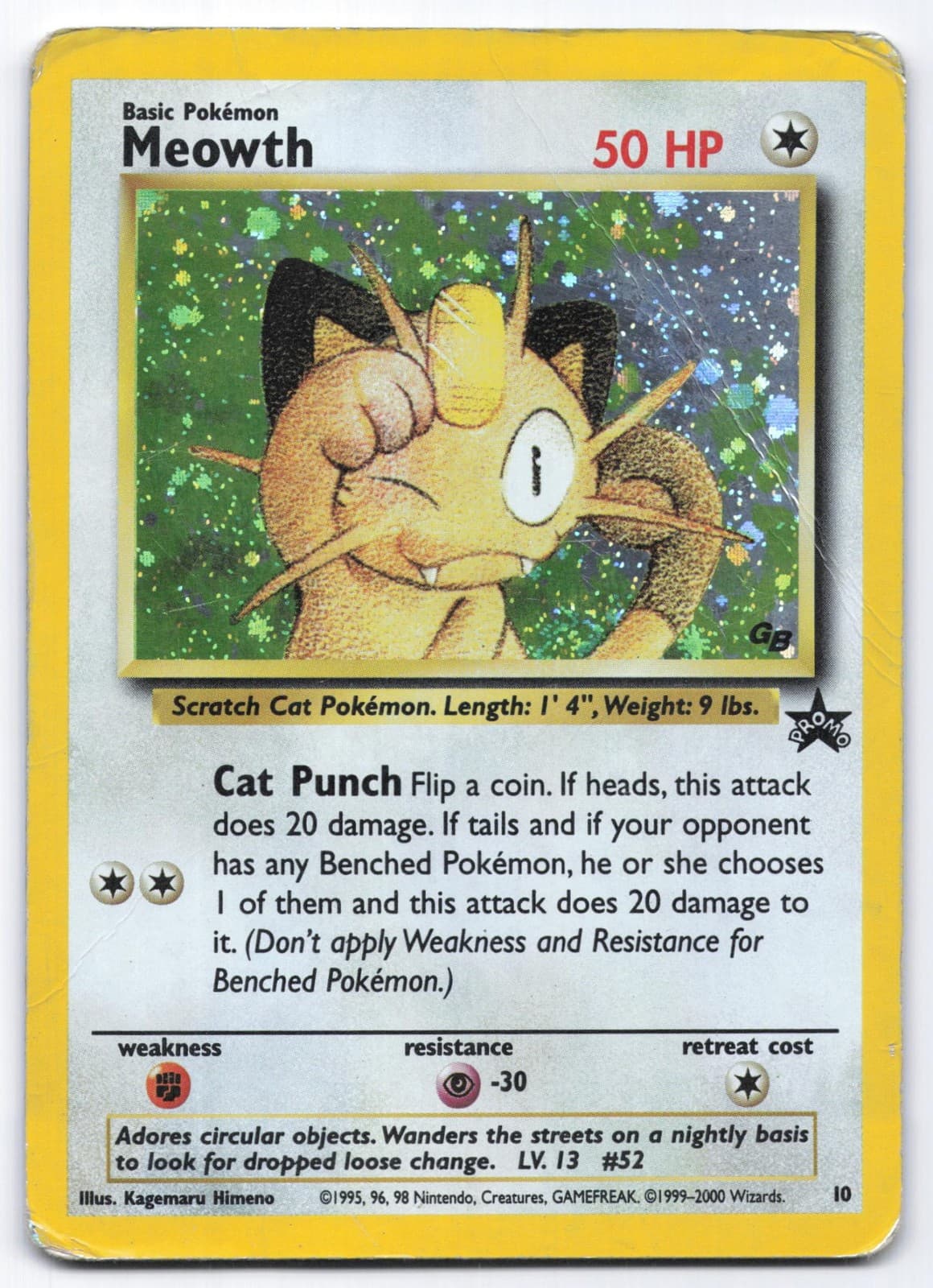 Meowth 10 Wizards Black Star Promos Holo Promo Pokemon Card HP