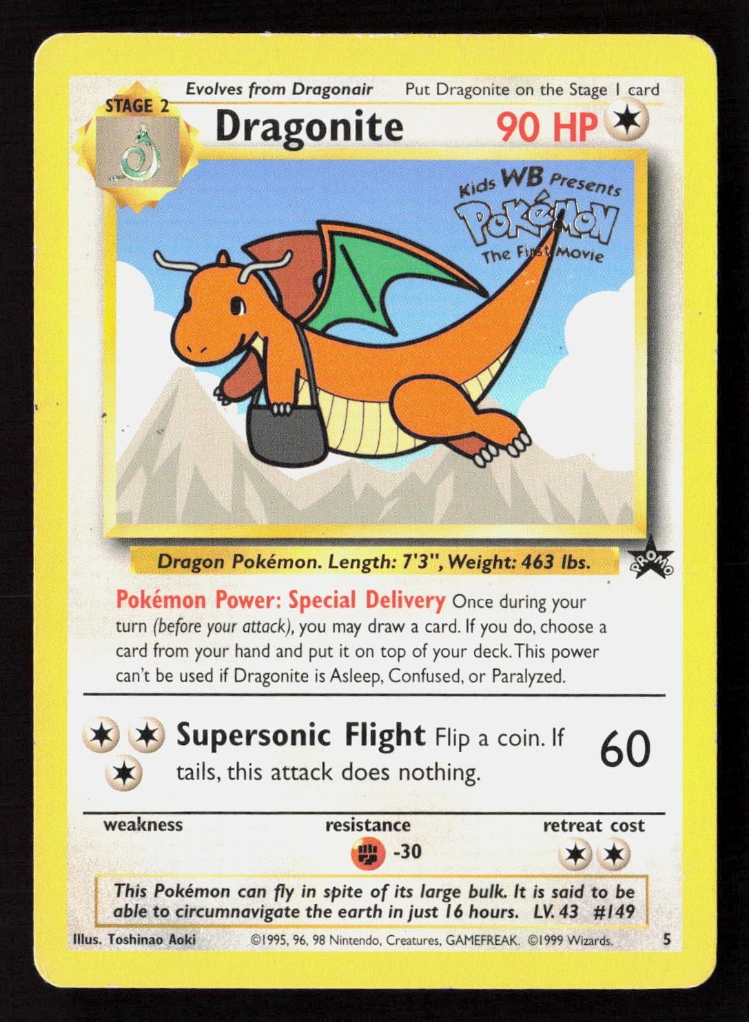 Dragonite 5 Promo Wizards Black Star Promos Pokemon Moderately Played