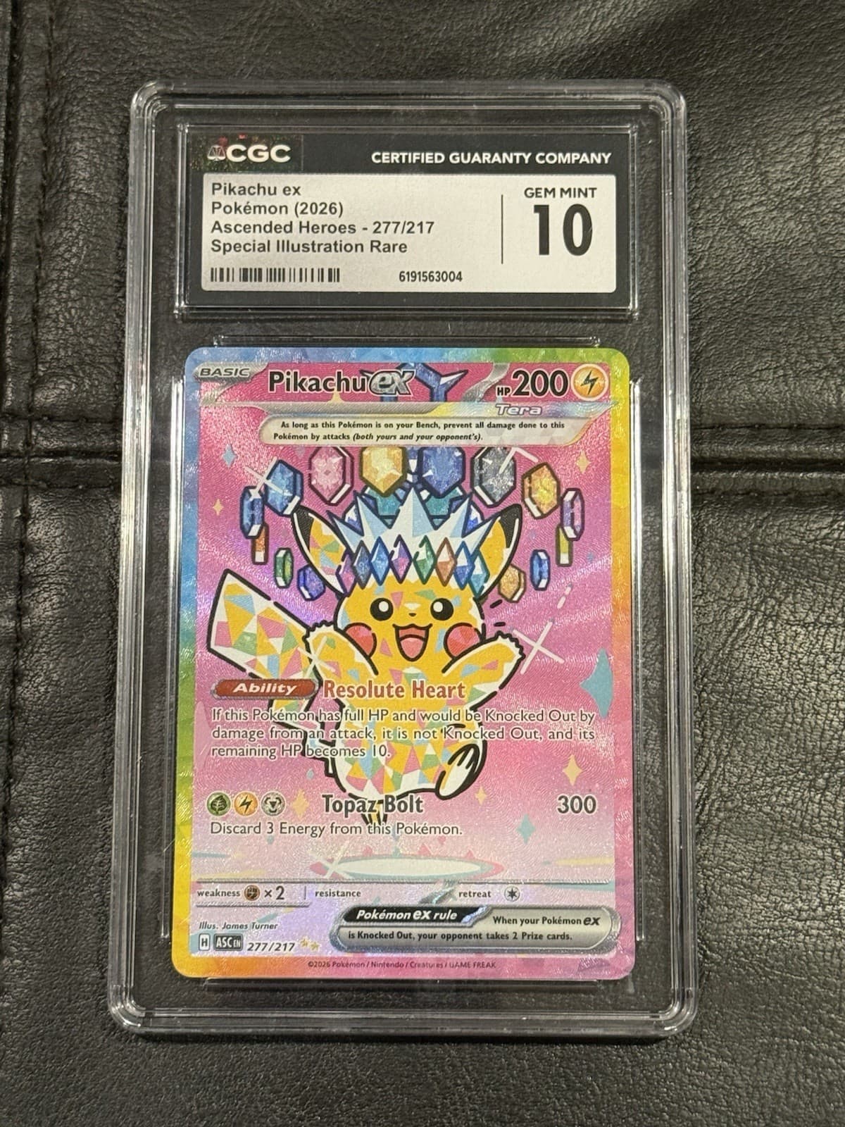 2026 POKEMON ASCENDED HEROES PIKACHU EX #277/217 SIR HOLO CGC 10 GM