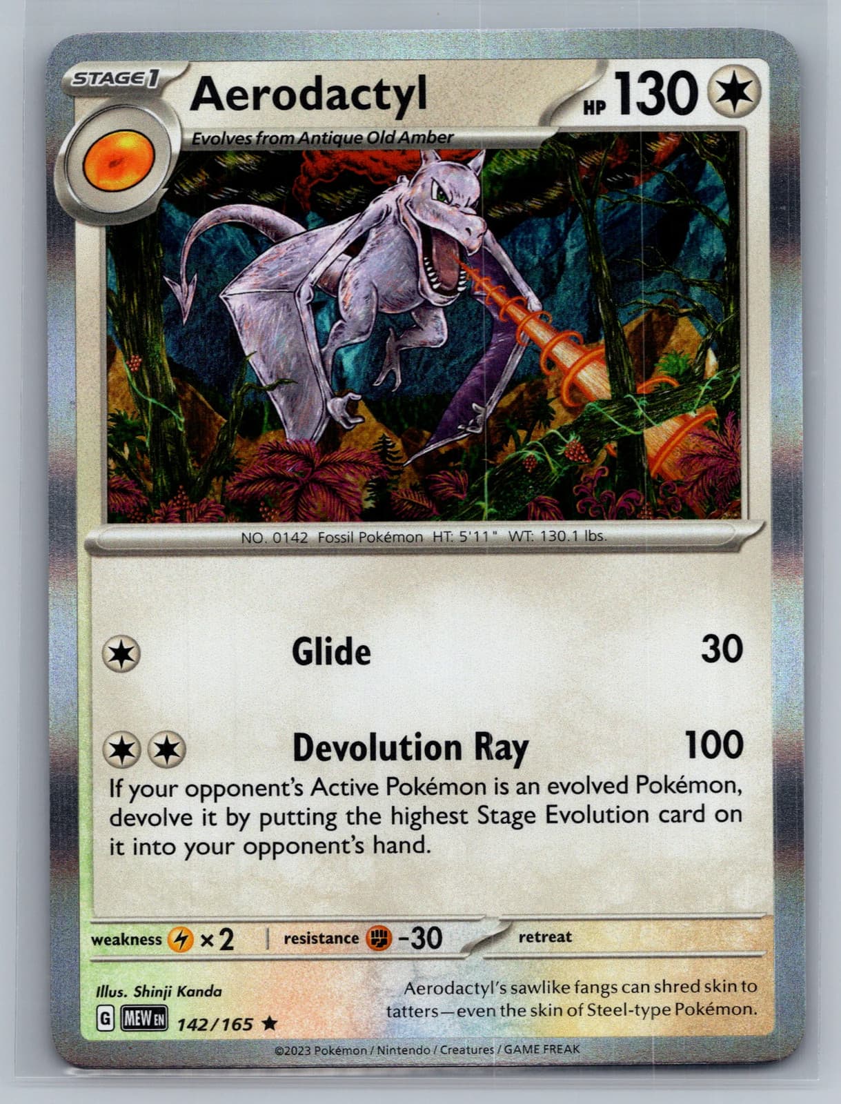 Aerodactyl 142/165 Scarlet & Violet 151 Reverse Holo Pokemon TCG NM