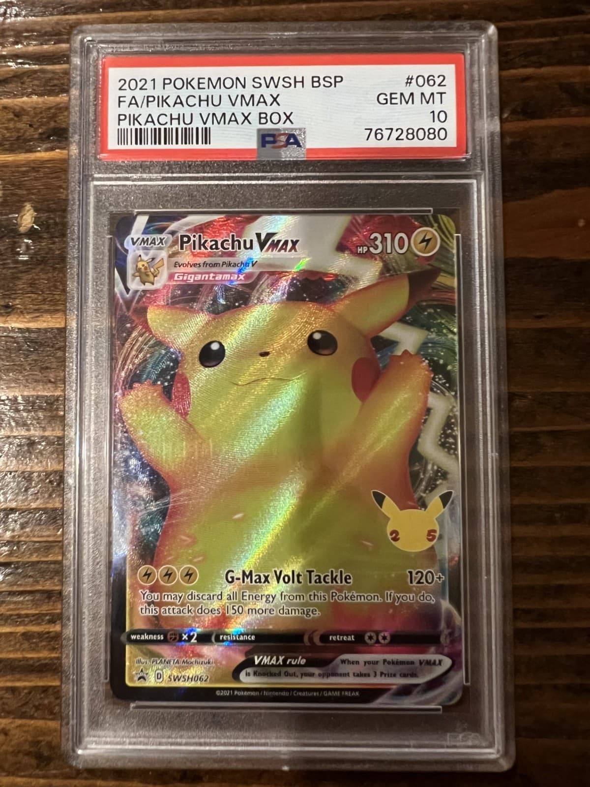 Pikachu Vmax - Pokemon 25th Anniversary Black Star Promo SWSH062 PSA 10