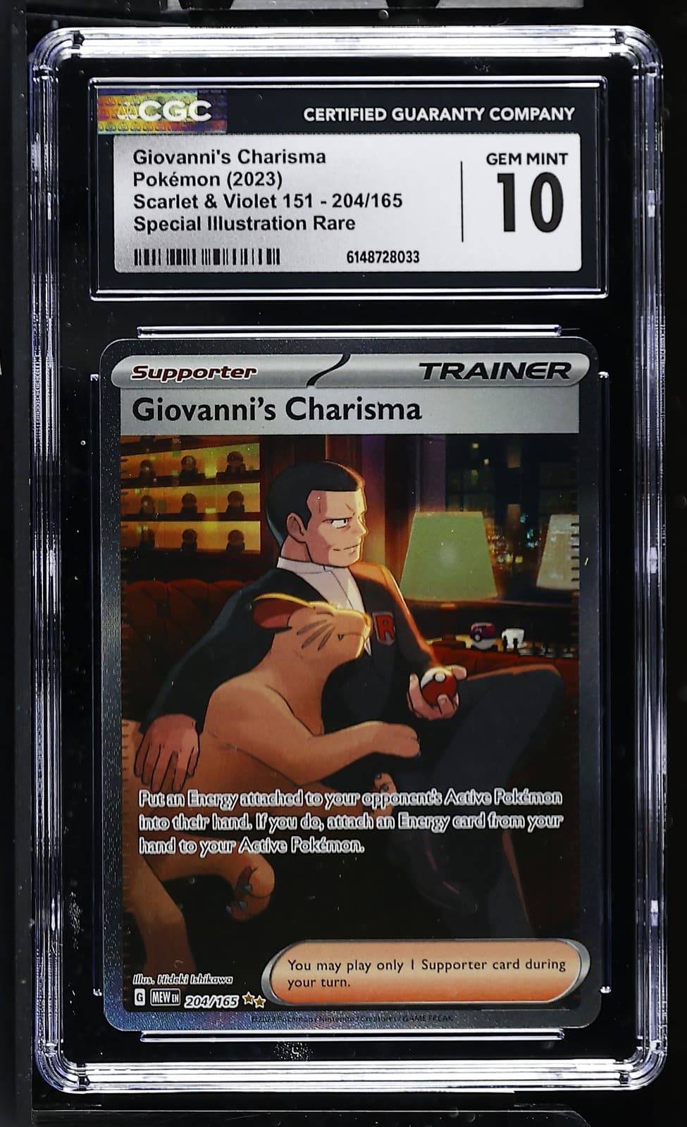 Giovanni's Charisma 204/165 Special Illustration Rare Pokemon CGC 10 Gem Mint