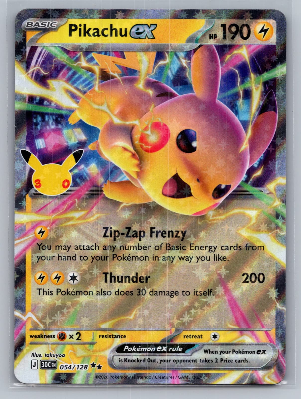 Pikachu EX #54/128 2026 30th Celebration Pokemon TCG