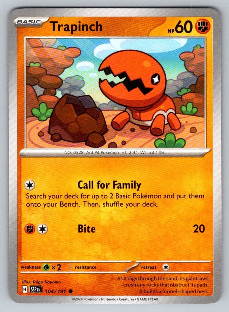 Trapinch 104/191 Common Surging Sparks Pokemon Near Mint