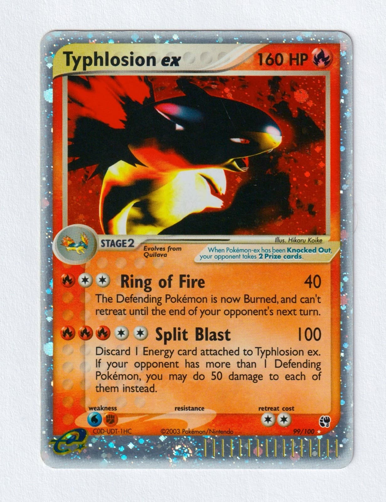 Typhlosion ex 99/100 EX Sandstorm Holo +BOARDER SWIRL+ LP Pokemon TCG