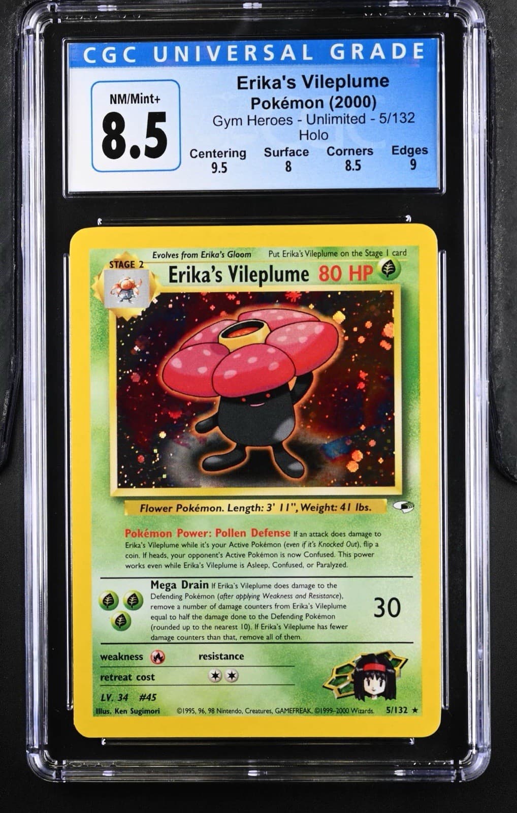 Pokemon TCG Gym Heroes Unlimited Erika's Vileplume 5/132 Holo Rare CGC 8.5