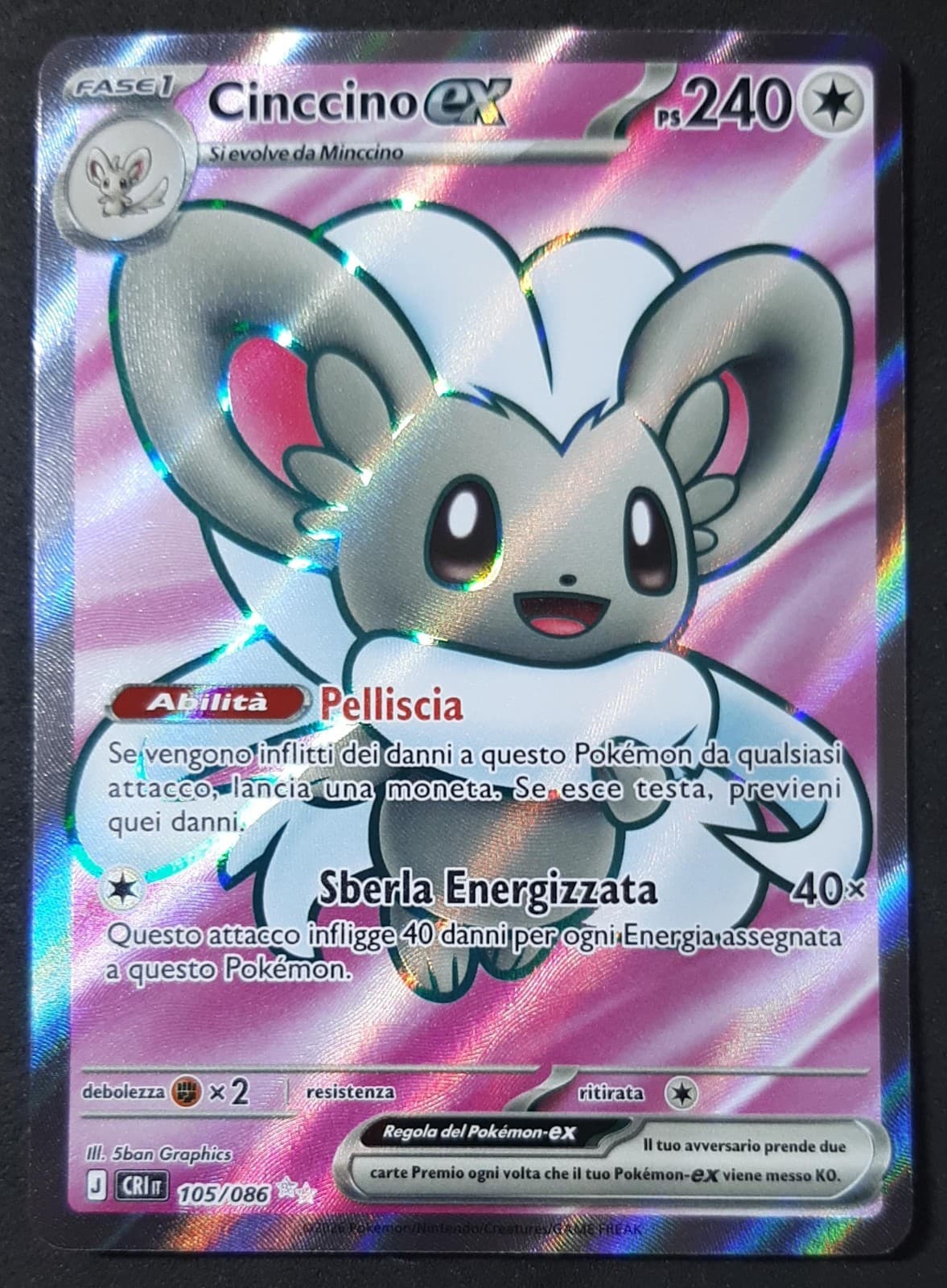 CINCCINO EX 105/086 Ultra Rara Holo POKEMON Caos Nascente CRI