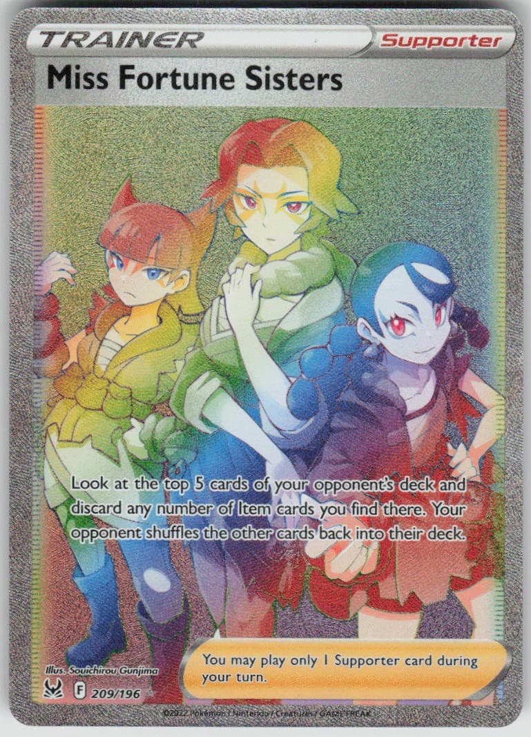 Pokemon Miss Fortune Sisters (Secret) 209/196 SWSH11: Lost Or... Holofoil ScR NM