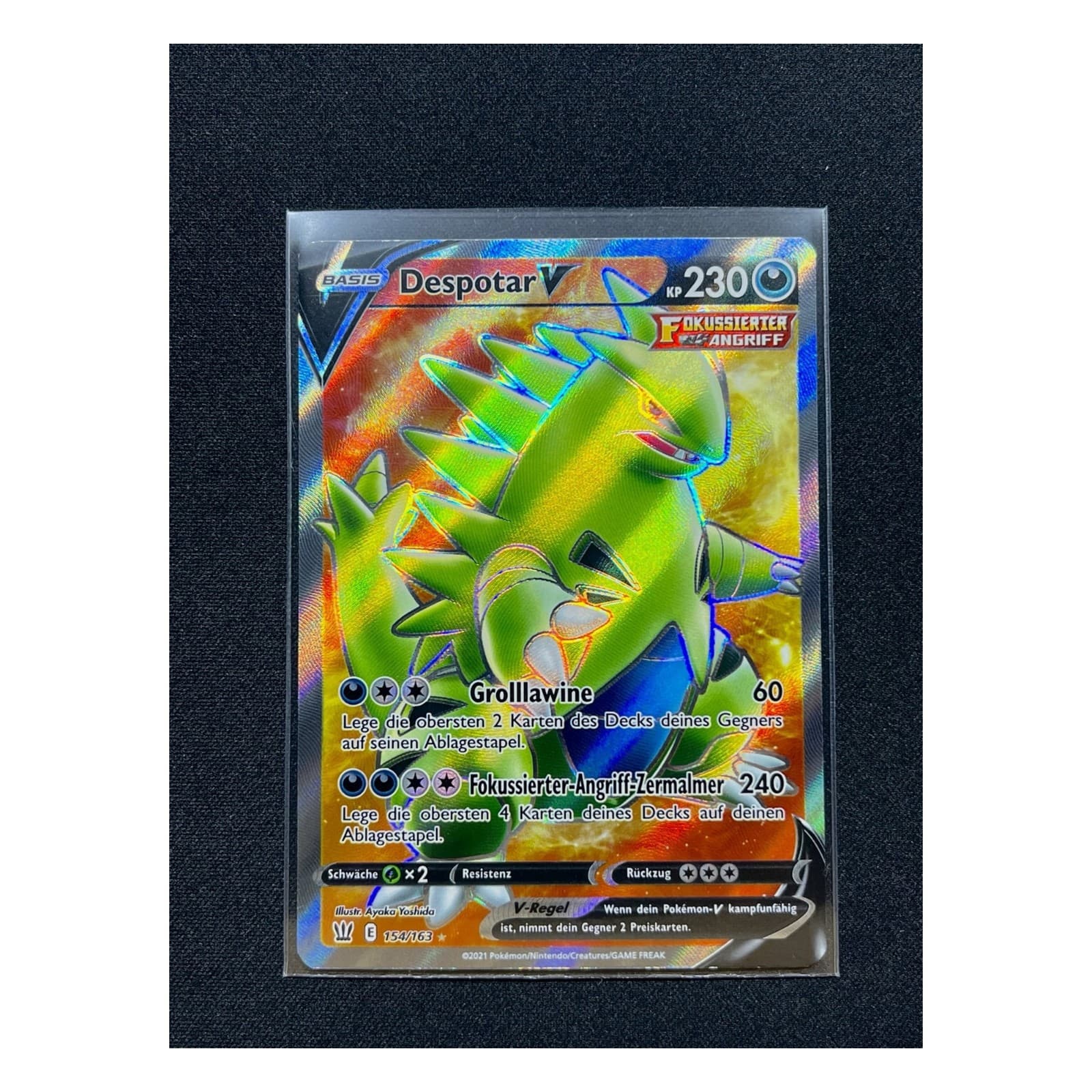 Pokémon Despotar V 154/163 Full Art Kampfstile Deutsch Holo Tyranitar NM