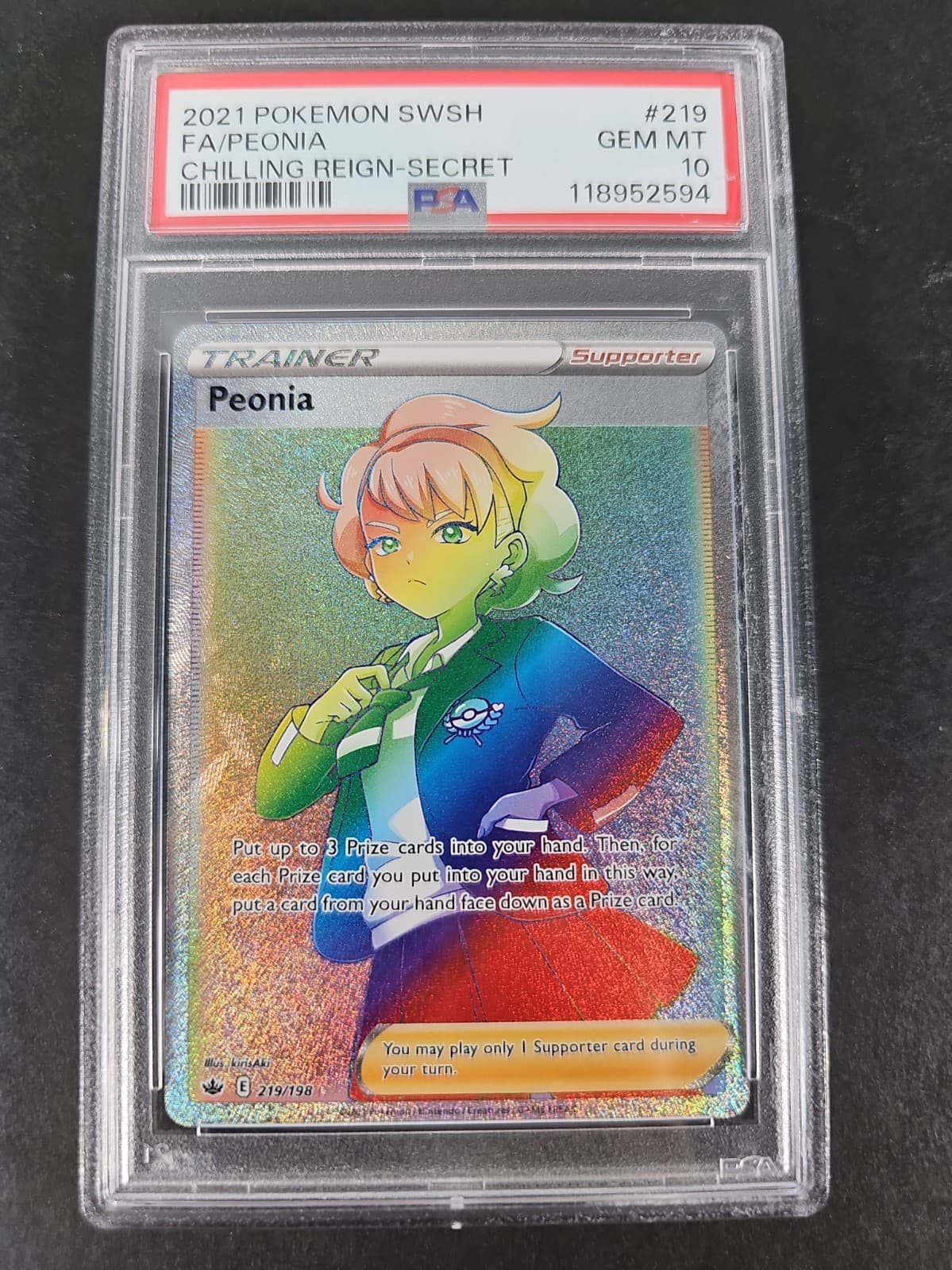 PSA 10 Peonia (Full Art) 219/198 Swsh06: Sword & Shield - Chilling Reign Holo
