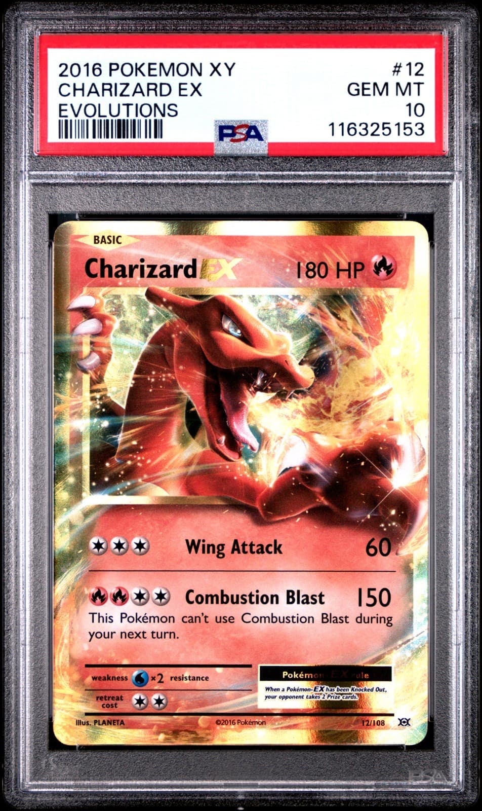 🔥💎 PSA 10 Charizard EX #12/108 Holo | XY Evolutions 2016 Pokémon