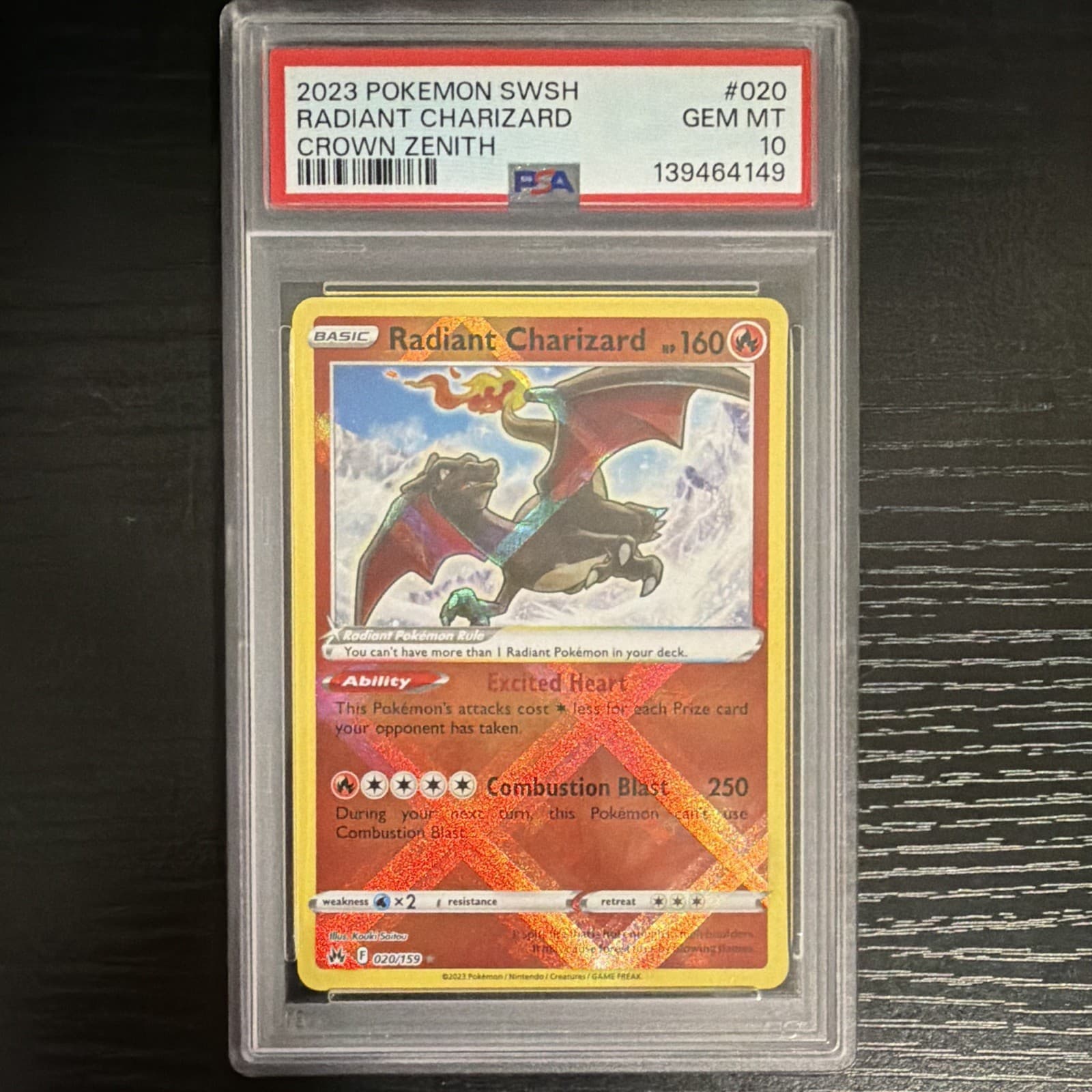 Radiant Charizard 020/159 SWSH: Crown Zenith Holo Radiant PSA 10 (2023)