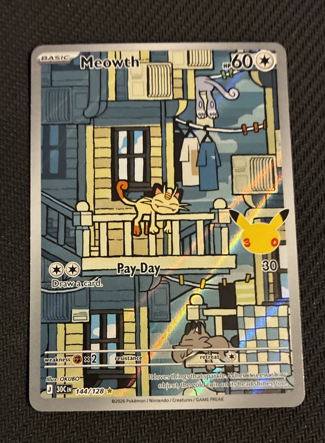 Meowth 144/128 | Illustration Rare Holo | 30th Celebration 