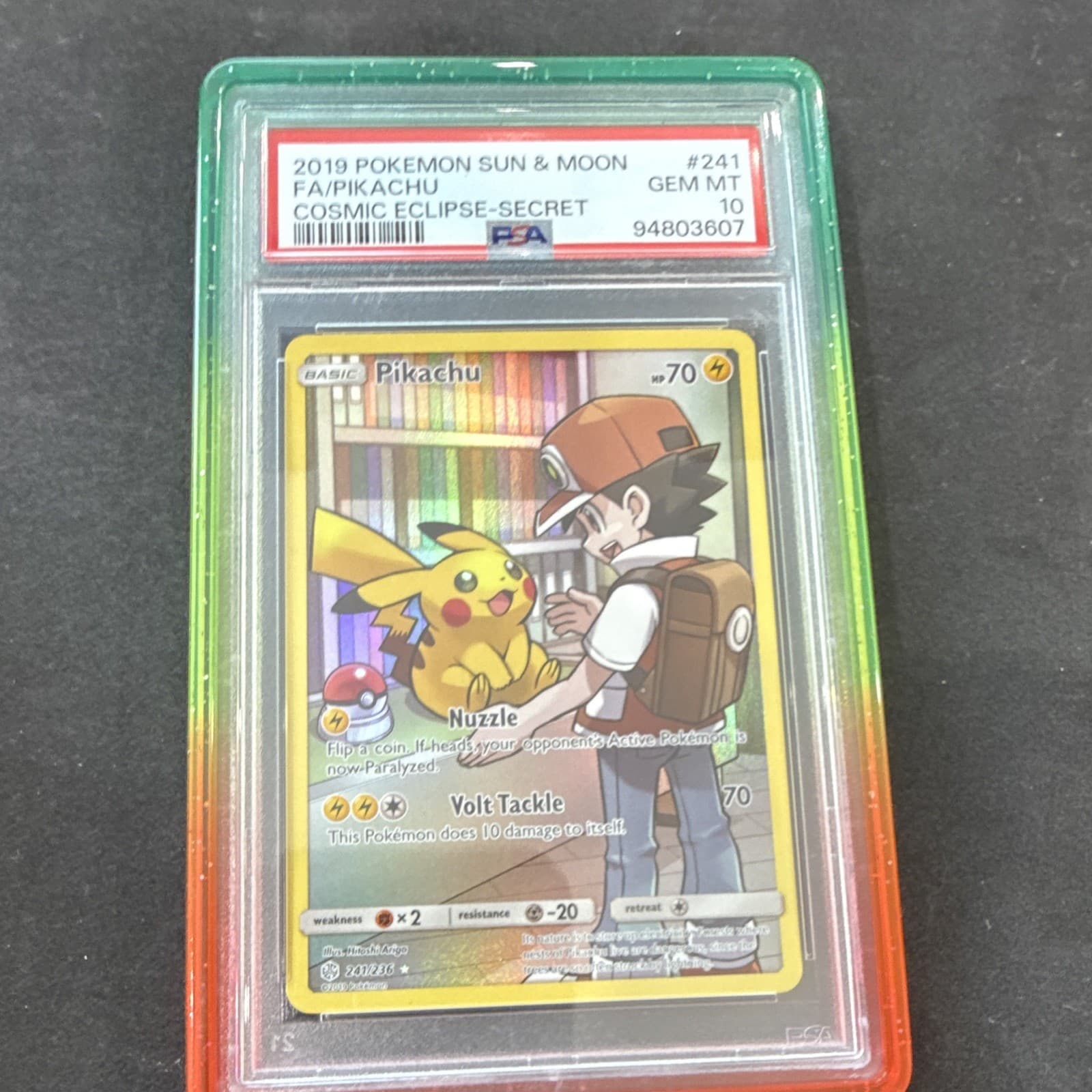 Pokemon TCG 2019 Cosmic Eclipse Pikachu 241/236 Secret Rare FA Holo PSA 10