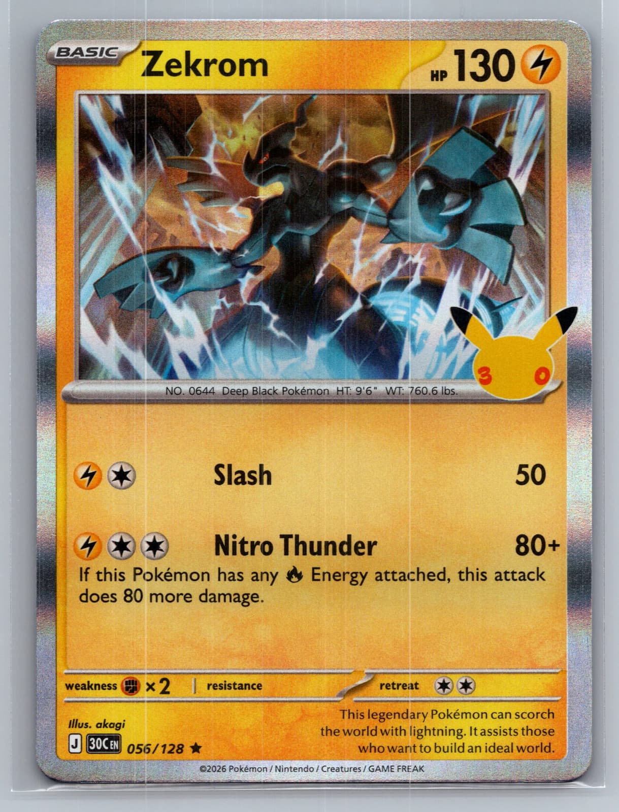Zekrom #56/128 2026 30th Celebration Pokemon TCG — photo 1 of 2