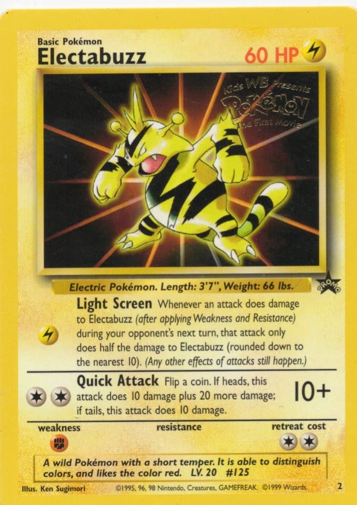 Pokemon Electabuzz Wizards Black Star Promos 2 LP