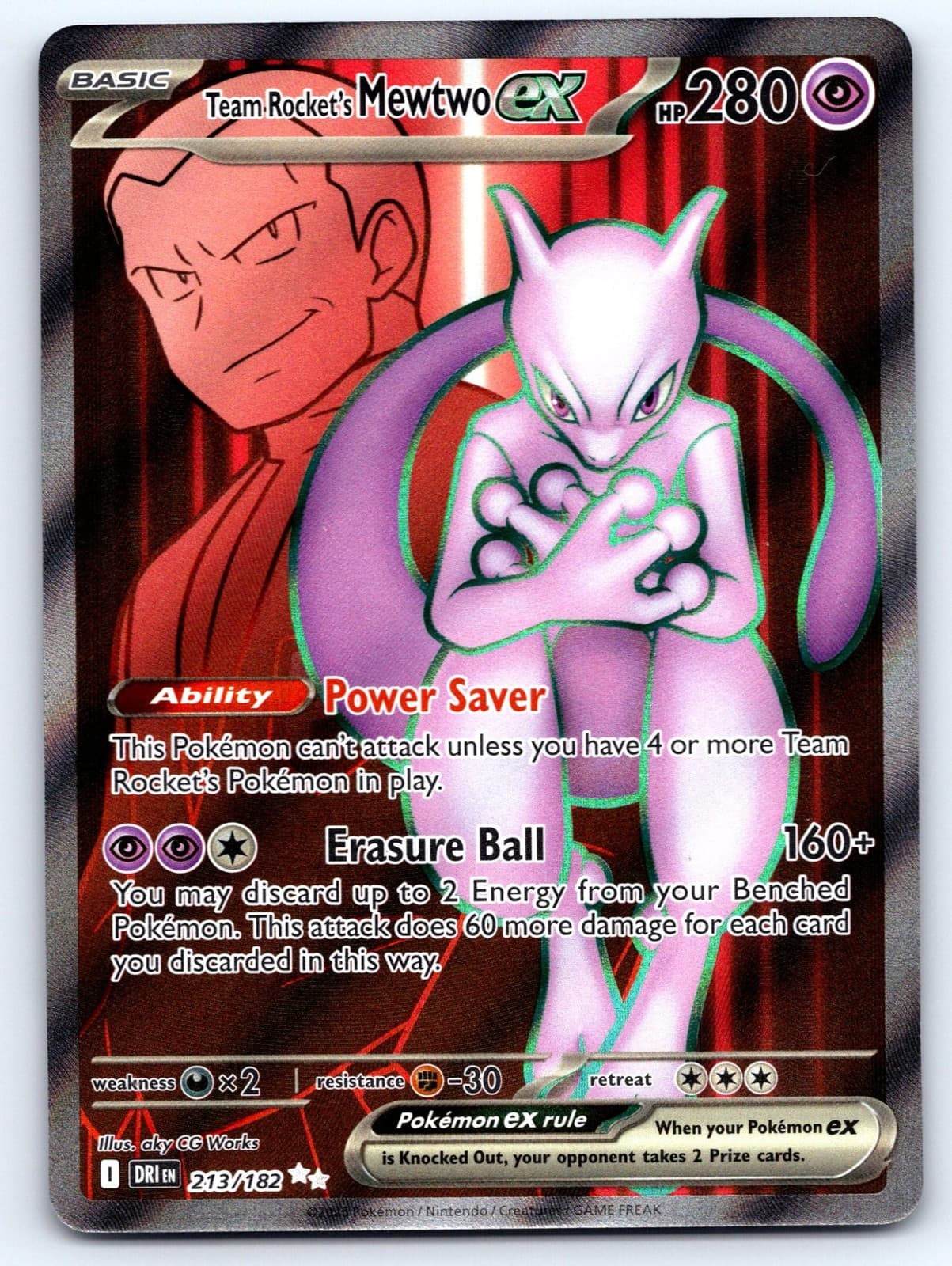 Team Rocket's Mewtwo ex Destined Rivals 213/182 NM