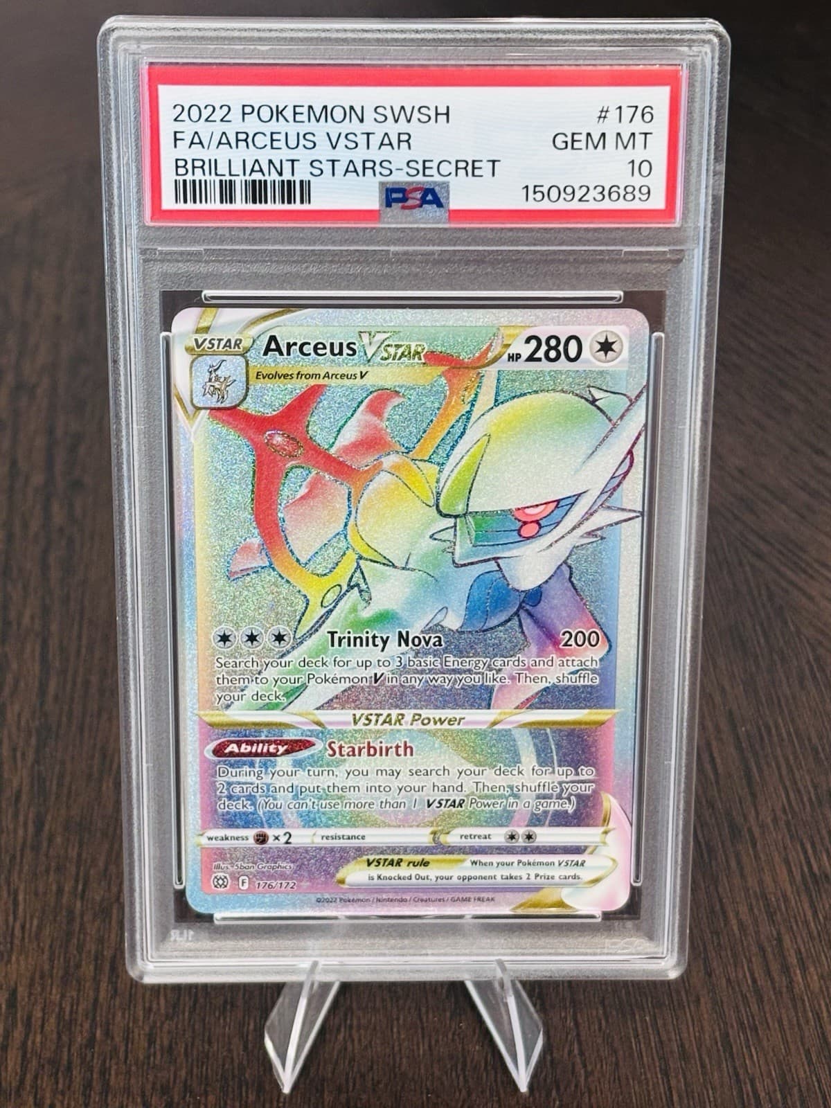 2022 Pokemon TCG Arceus VSTAR Secret Rare Holo 176/172 SWSH09 PSA 10