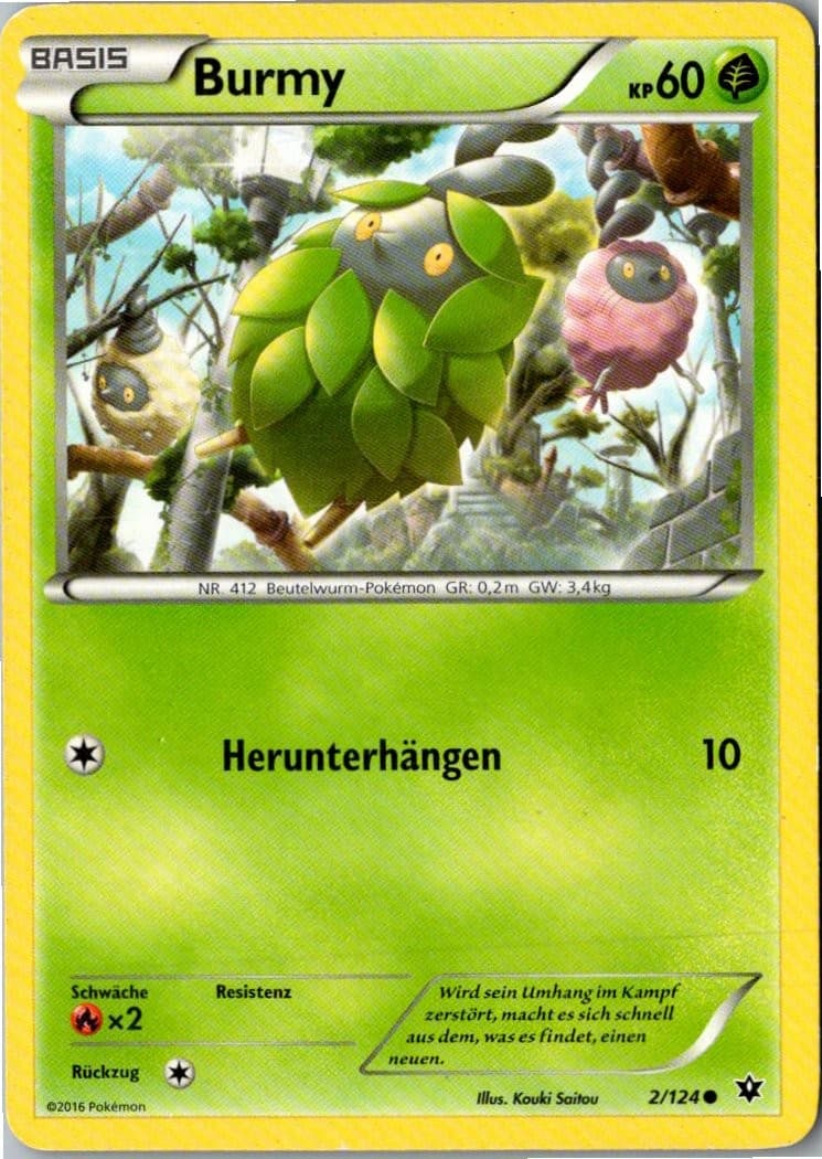 Pokemon Burmy 2/124 Schicksalsschmiede Deutsch 2016 Karte