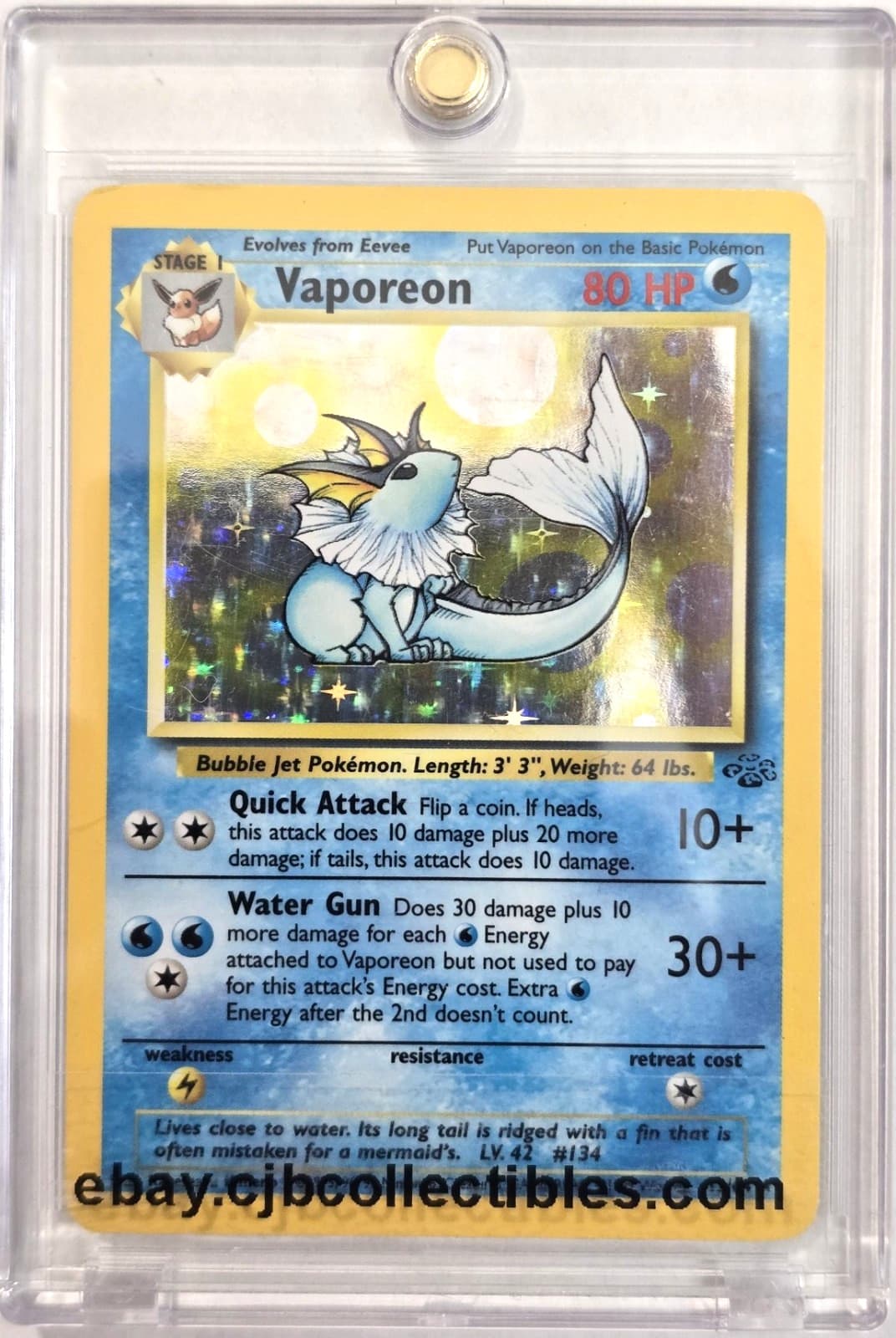 Pokémon VAPOREON 12/64 Holo Rare Jungle - Played 🍒