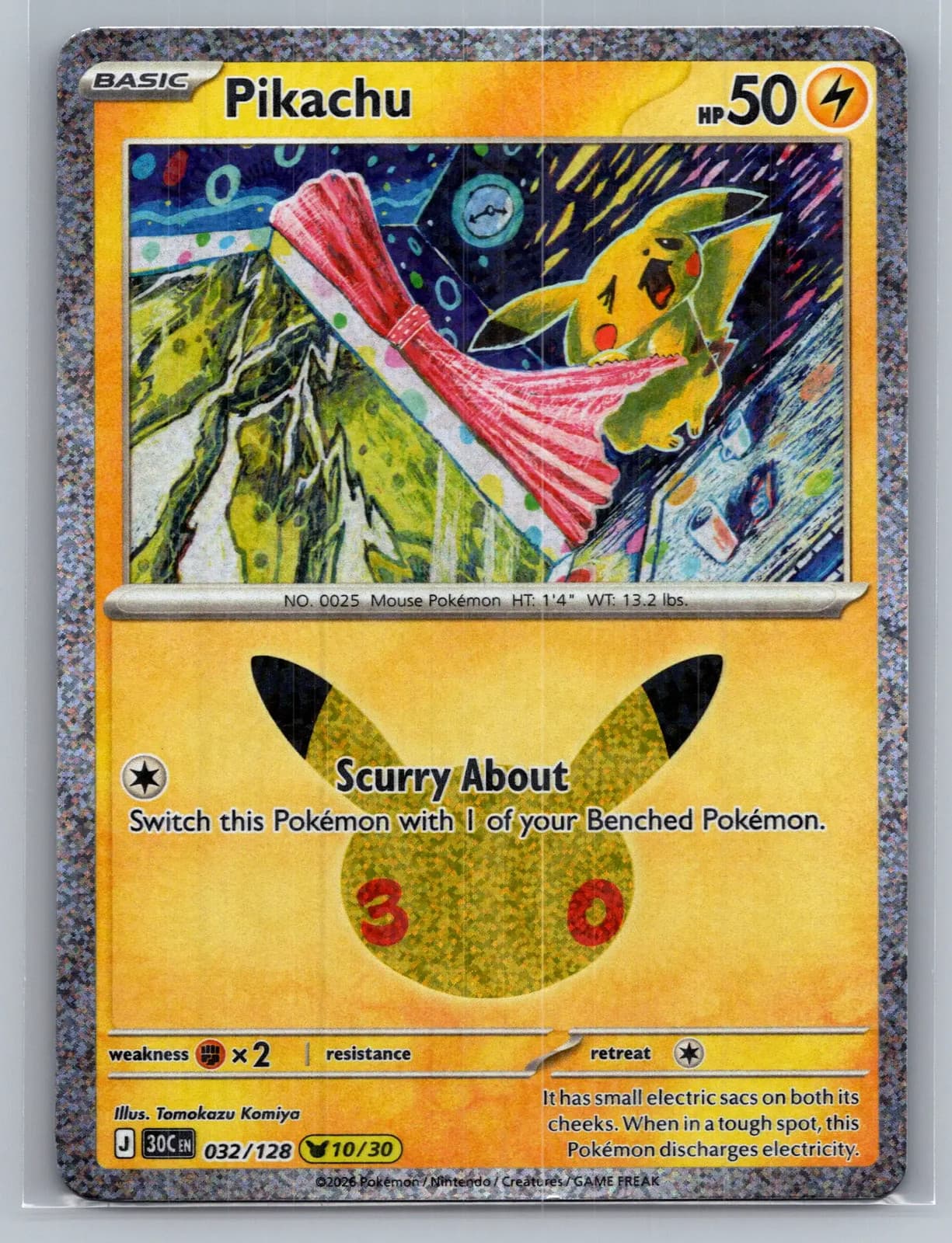 Pikachu #32/128 30th Celebration Pokemon TCG