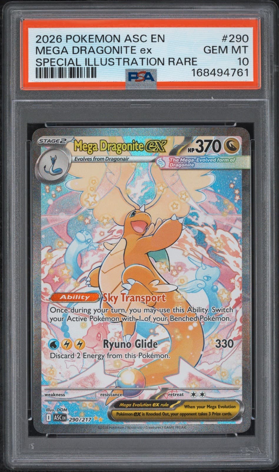 2026 POKEMON ASC EN-ASCENDED HEROES #290 MEGA DRAGONITE EX PSA 10
