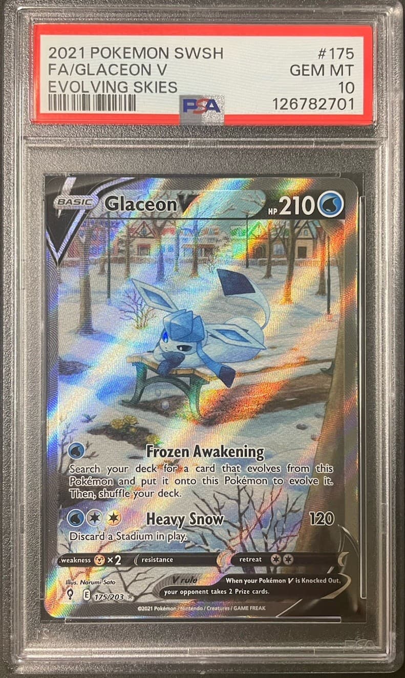 2021 Pokemon SWSH Evolving Skies #175 FA/Glaceon V PSA 10 GEM MINT
