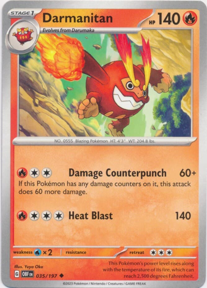 Darmanitan - 035/197 - Uncommon (Near Mint) Obsidian Flames - Fire Pokémon