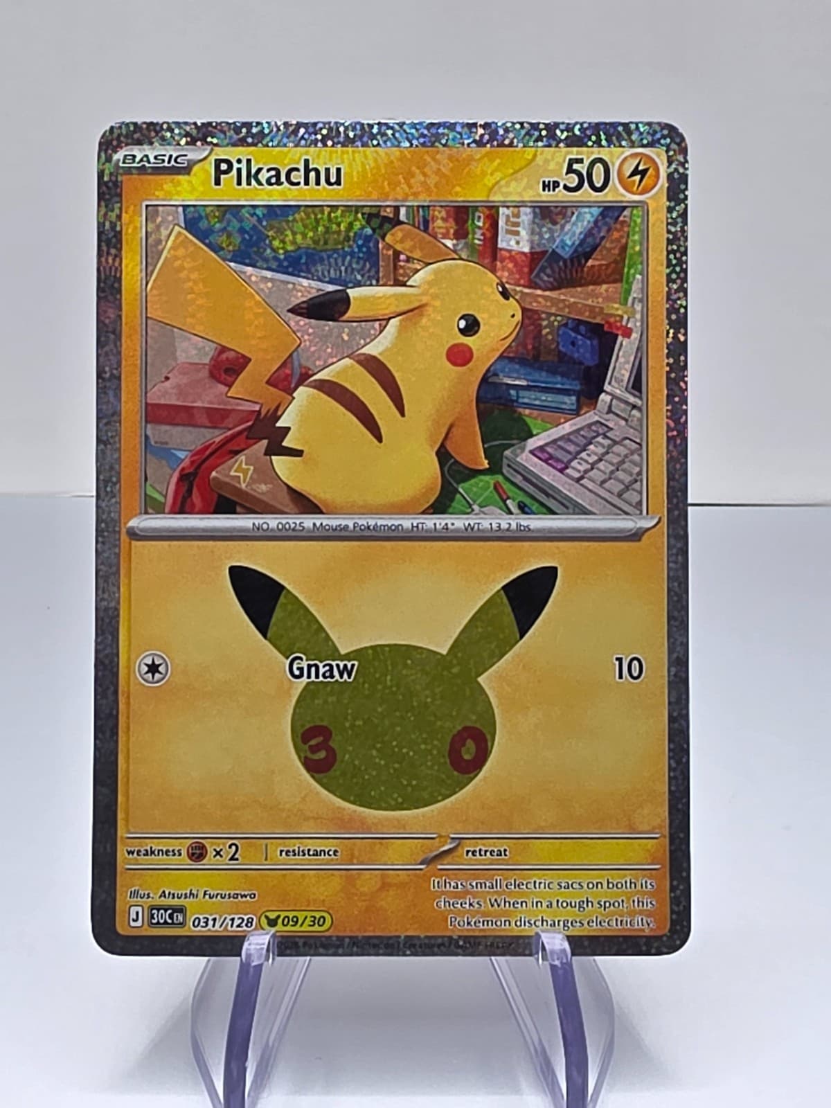 Pokemon Pikachu 31/128 Me: 30th Celebration Holo TCG Card 09-30